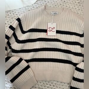 Striped Cream and Black Sweater NWT